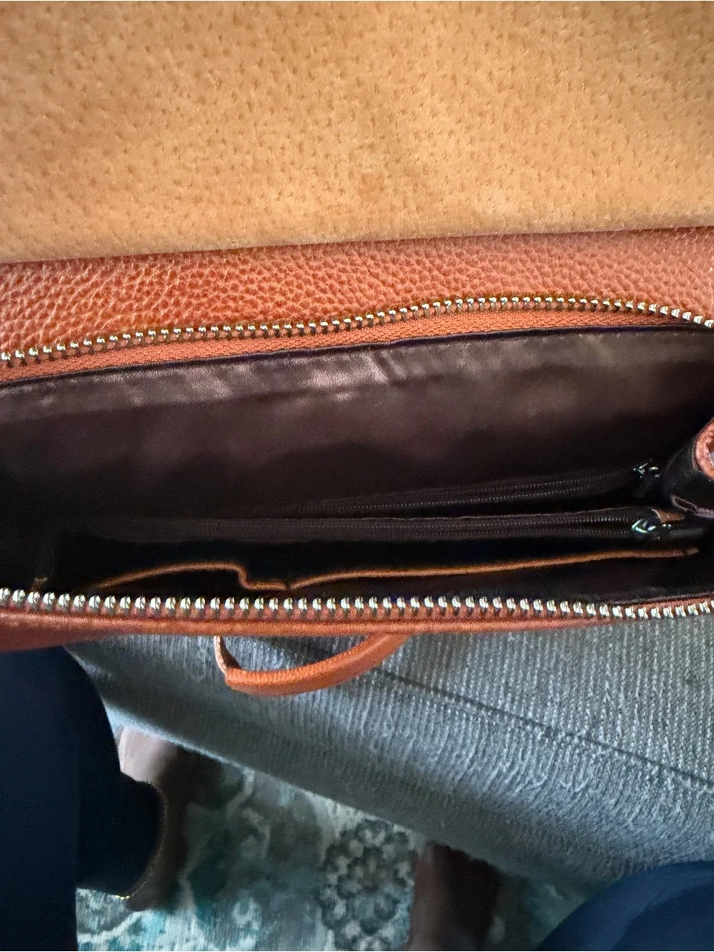 Leather Woman Backpack in Tan